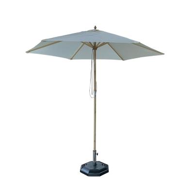 China UV wood patio parasol sombrilla de playa madera cable umbrella frame modern waterproof white 2m garden outdoor parasols for sale