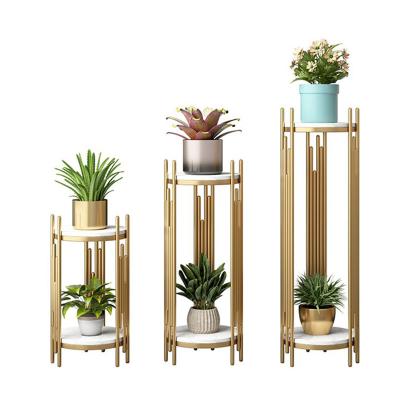 China Modern Minimalist Wooden Wedding Bucket Pot Metal Shelf Balcony Flower Stand For Living Room for sale