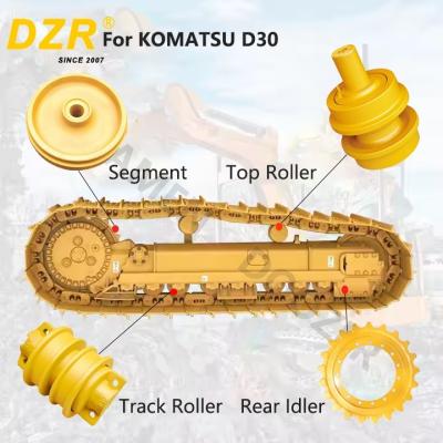 China Gehele onderstel voor KOMATSU D30 Alle serie Top Track Roller Idler Sprocket Segment voor onderstel onderdelen Te koop