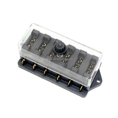 China Hot Selling Waterproof Auto Standard Fuse Block 6 Way MultiWay Circuit Blade Fuse Box With Nut 6 Way for sale