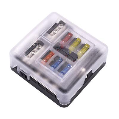 China Automotive 6 12 Way ATO ATC Negative Fuse Box Holder Blade Fuse Block 6 Circuits With LED Indicator Fuse Panel Waterproof Cover 6 Way 12 for sale