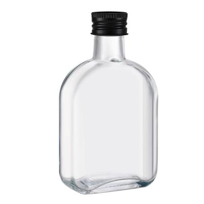 China Beverage 100ml 200ml 250ml 300ml transparent Flat Flask Cold Brew Glass Beverage Bottle for sale