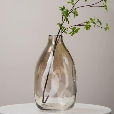 China Contemporary European style simple glass vase with thin sidewall tabletop decoration glass vase for sale