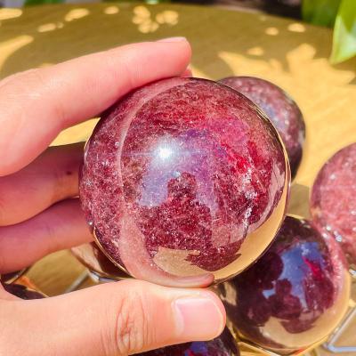 China Wholesale High Quality Crystal Healing Energy Strawberry Quartz Ball Natural Crystal Sphere Reiki Healing For Decoration for sale