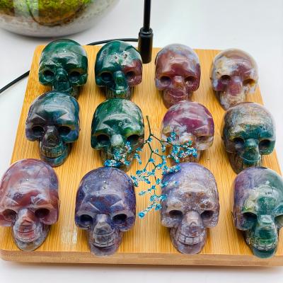 China Europe Wholesale Crystal Crafts Healing Natural Stone Skulls Hand Carved Ocean Jasper Crystal Skulls for sale