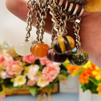 China Wholesale Charm Natural Crystal Mobile Phone Key China Pumpkin Crystal Key Chain Pendant Mixed Sale for sale