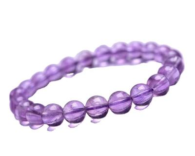 China China Healing Lucky Energy Natural Amethyst 8mm Bead Elastic Resizable Round Stone Bracelets For Women And Men for sale