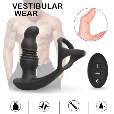 China Wireless remote control backyard wearing lock essence double ring telescopic prostate exercise vibrating plug anal massager DX-09 for sale