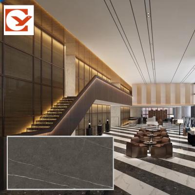 China Glazed Metallic Tiles Building Outer Body 800x1600 Full Body Black Thin Vitrified Porcelain Tiles for sale