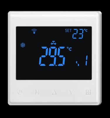 China Modern Smart Digital Touch Screen Thermostat Tuya App RS485 Programmable AC HVAC Fan Coil Controller Thermostatic Mixing Thermostat for sale