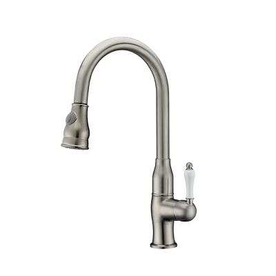 China New Brass Basin Faucet 360 Degree Swivel Two Function Thermostatic Faucets Pull Out Sprayer Kitchen Faucet for sale