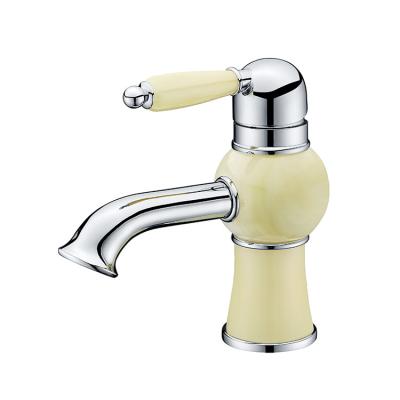 China Thermostatic Faucets Green Jade Single Level Basin Faucet Brass Bathroom Faucet Plated Rotating Faucet Deck Mounted Basin Mixer Basin Faucet for sale