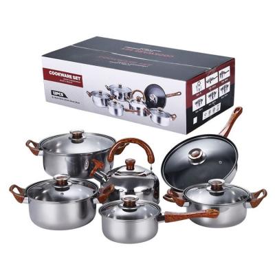 China 2021 Viable Manufacturers Wholesale Quality, Kitchenware Stainless Steel Cookware 12 Pieces Set With Cookware Lid for sale