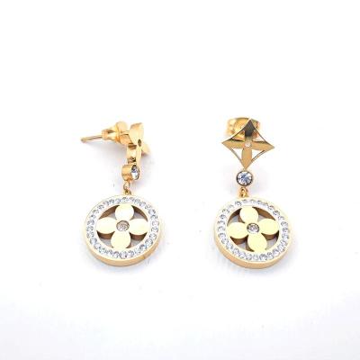 China FASHIONABLE design premium gold plated stainless steel coin star drop earring for party for sale