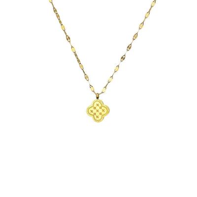 China CLASSIC simple lucky women's necklace 18K stainless steel four-leaf clover temperament fashion double-sided necklace gold for sale