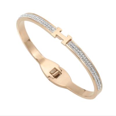 China TRENDY Stainless Steel Bracelet For Women Fashion Simple Letter H 18K Gold Fashion Jewelry for sale