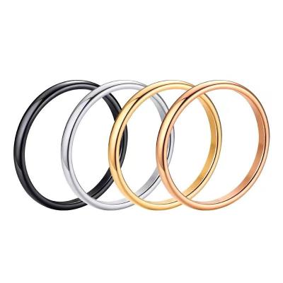 China Stainless Steel Ring Plain Ring Polished Slim Minimalist Smooth Border TRENDY Ring 18K Gold for sale