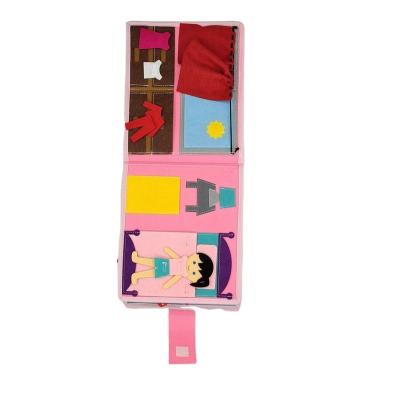 China Educational Toy Dressing Learning Board Baby Busy Book Pink Felt for sale