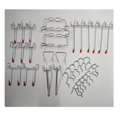 China 36pcs Carbon Steel Silver Metal Chrome Plated Pegboard Hook Assortment Kit Storage Hanger for sale