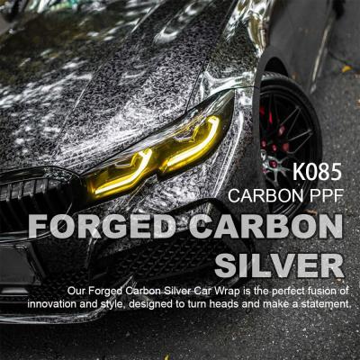 China K085 Silber TPU Farbe Autofarbe Schutzfilm geschmiedetem Kohlenstoff Vinyl Wrap Selbstheilung zu verkaufen