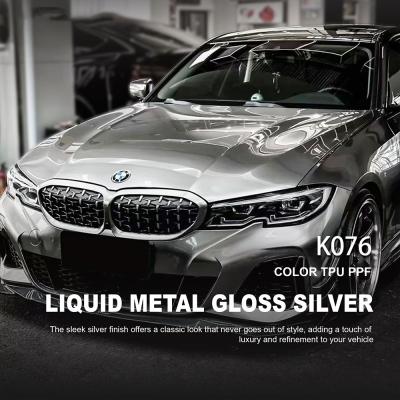 China K076 Vloeibare metaal Glanzend zilver TPU kleur Auto verf Beschermingsfilm Wrapping Car Foil Te koop