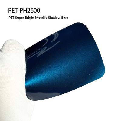 중국 PET-PH2600 빛나는 금속 그림자 파란색으로 된 PET PVC 광택 랩 필름 판매용