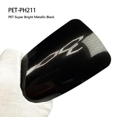 China PET-PH211 PET Bright Metallic Black Automotive Vinyl Wrap Self Healing 1.52m X 18m for sale