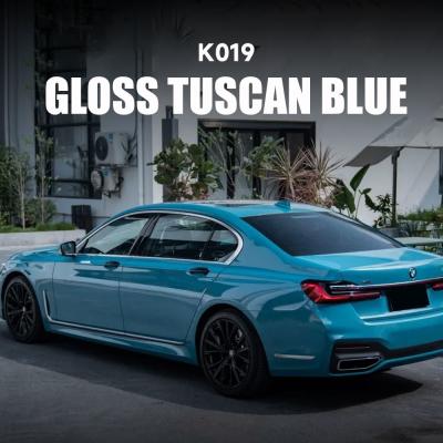 China K019 Glanzend Toscaans Blauw TPU Kleur Auto Verf Beschermende Film Glanzend Vinyl Wrap Te koop