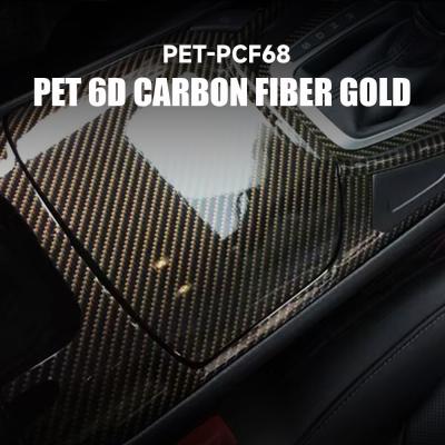 China PET-PCF68 PET 6D Carbon Fiber Paint Protection Film Gold Fiber Car Vinyl Wrap for sale