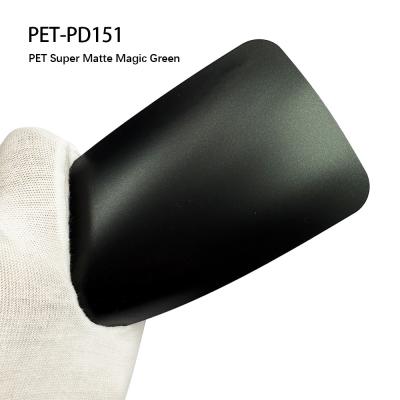 China PET-PD151 PET Super Matte Magic Groen Kleur Auto Vinyl Sticker Verfbescherming Wrap Te koop