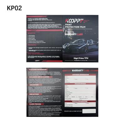 China KP02 Auto PPF Tools OEM Brand Trifold Garantie kaarten 10 X 6 