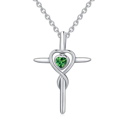 China Factory Diamond Christian Rhinestone Cross For Necklace CZ Jesus Silver Heart Hollow Necklace 925 Sterling Silver Fashion Necklace for sale