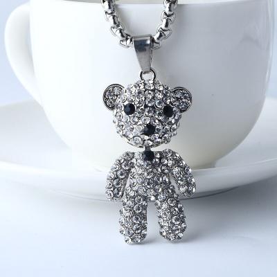 China Cute Cute Animal Necklaces For Girls Mens Girls Crystal Jewelry Birthday Anniversary Graduation Gifts Movable Violent Bear Necklace Along for sale