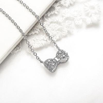 China Luxurious Fashion Jewelry CZ Necklace For Women 925 Zircon Necklace And Earring Set Hollow Butterfly Pendant Necklace for sale