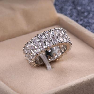 China Fashion New CLASSIC Hot Selling Double Row Style Big Diamond Water Bling Drop-Shaped Zircon Ring for sale