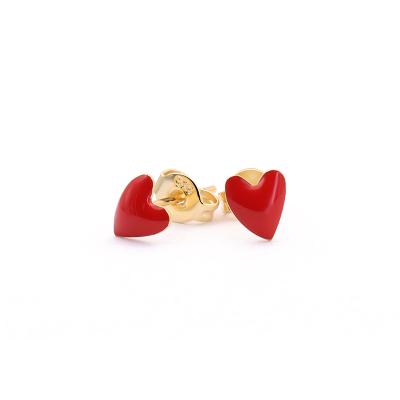 China Newest Vintage Earring Red Color High Quality Cute Clay Heart Stud Earrings Korean Style Earrings For Women for sale