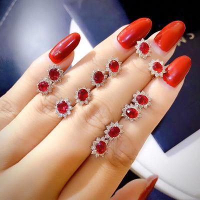 China Vintage Top Selling Luxury Ladies Charm For Earring Jewelry Accessories Stud Ruby Earringsfor Girls Red Earring for sale