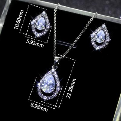 China CLASSIC Water Drop Diamond Necklace Sets For Bridal American Jewelry Ladies Earring Jewelry Set Wedding Necklace Zirgon Set for sale