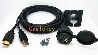 China 1m Car Dashboard Flush Mount USB and HDMI Extension Car audio cable for sale