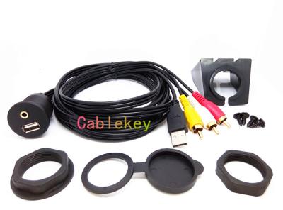 China Car Dashboard Flush Mount USB and 3RCA Extension Car Radio cable for sale