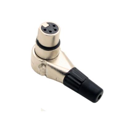 China New angle 90 Degree XLR 4pin female socket for Anton etc camera power supply for sale