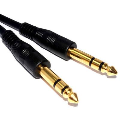 China Gold plated straight 6.35mm stereo cable for sale