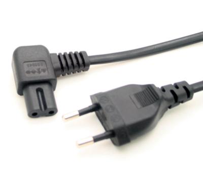 China European 2pin male to IEC 320 C7 angled power cord, Angled IEC C7 cord 1M for sale