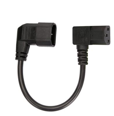 China Short 20CM Double Right Angle IEC 3 Pole male to female angle Power cord for sale