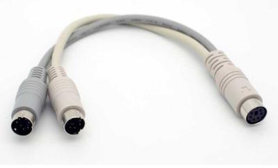 China 6 inch PS/2 6 Pin Mini-Din Y  Splitter Female to dual male Cable for sale