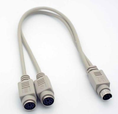 China 6 inch 6 Pin Mini-Din Y Splitter Male to dual Female PS2 Cable for sale