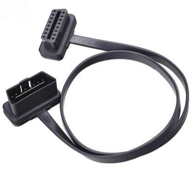 China Double Angle16 Pin Male To Female OBD II Extension flat Cable for sale