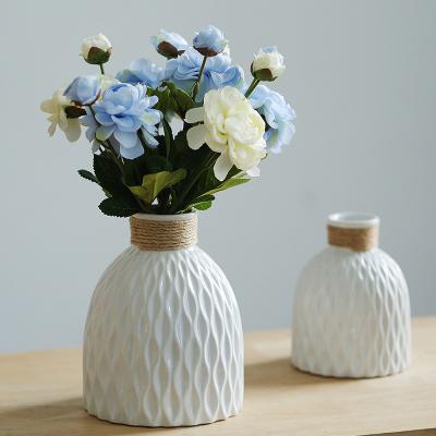 China New Chinese Zen Home Decoration Handmade Flower Ceramic Vase Decoration Minimalist Living Room Decoration for sale