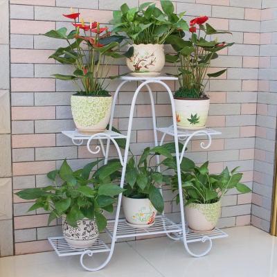 China Corrosion resistance European style floor stand indoor and outdoor fleshy flower pot shelf metal single multi-layer flower rack for sale