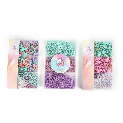 China Hot selling colorful paper clips push pins LANTIAN factory wholesale school home office fasteren three squares large PP for sale